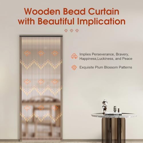 Wood Beaded Curtain for Doorway 31 Lines 354x866