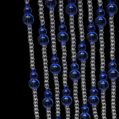 Glass Crystal Beaded Curtain for Doorways Adjustable 25 Strings Blue
