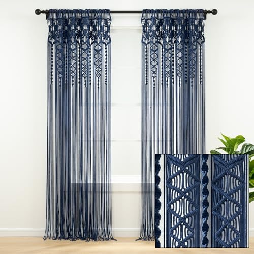 Lush Decor Boho Macrame Cotton Curtain Panel