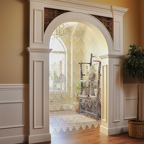 Crystal Beaded Curtain 355 x 79 Inches White Wave Pattern