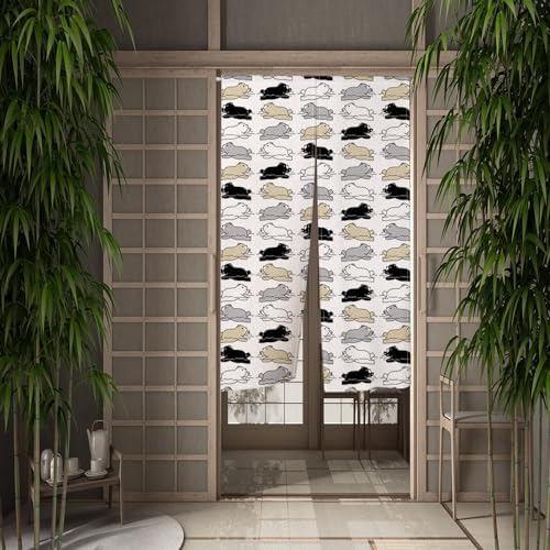 Leowefowa Japanese Noren Door Curtain with Funny Animal Print