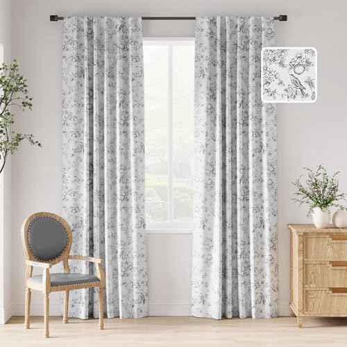 JINCHAN 95 Blackout Floral Curtains 84 Inches 2 Panels