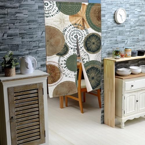 Traditional Japanese Door Curtain Kiwifruit Print 335x709 Inch Panel