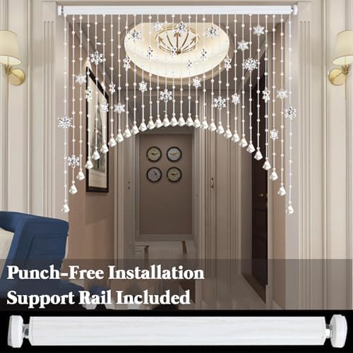 XOOFMASS Crystal Beaded Curtain Door Screen 30 String 47 Blue
