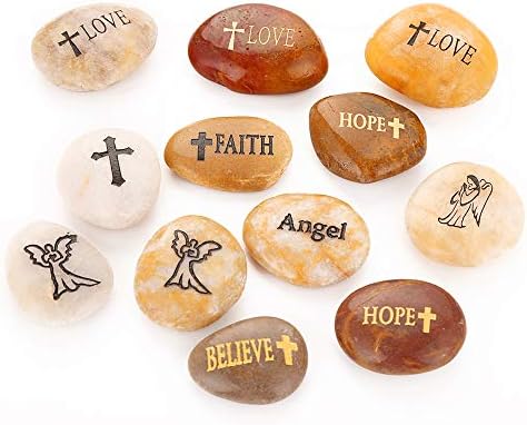 ROCKIMPACT 12PCS Engraved Hope Love Faith Stones