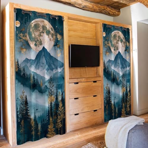 Abstract Forest Door Curtain for Privacy and Style