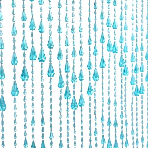 Crystal Beaded Curtain 355 x 79 Inches Wave Pattern Teal