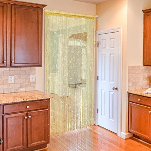 4 Piece Gold Beaded Curtain for Doorway Decor