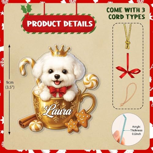 Personalized Bichon Frise Dog Christmas Ornament