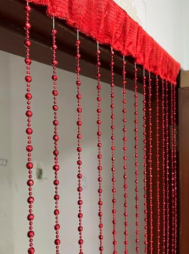 ZideTang Sparkling Plated Plastic Diamond Beaded Door Curtain Panel Red