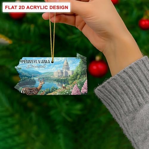 Custom Name Pennsylvania Christmas Tree Ornament