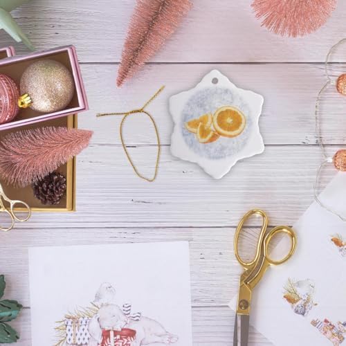3D Snowflake Porcelain Ornament with Orange Fruit
