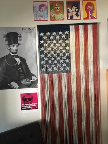 ABeadedCurtain 125 String American Flag Beaded Curtain Handmade with 4000 Beads