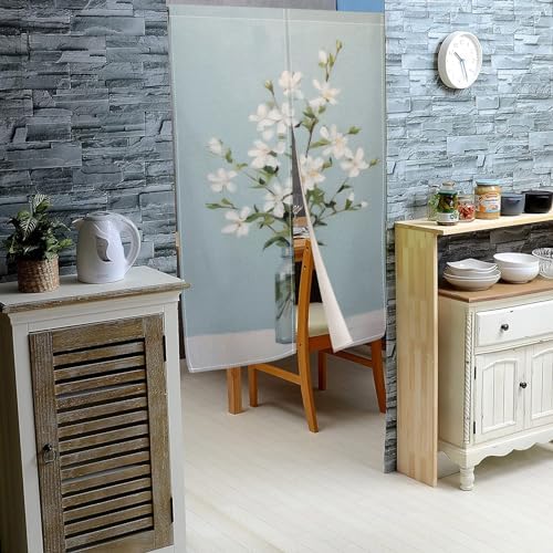 Leowefowa Japanese Noren Door Curtain with Flower Pattern