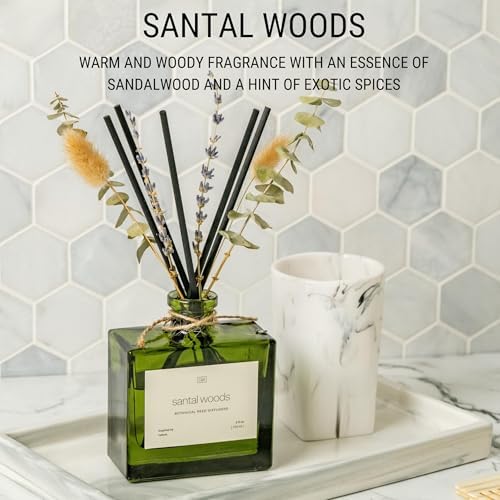 Craft Kin Reed Diffuser with Dried Flowers 5 oz Santal Woods