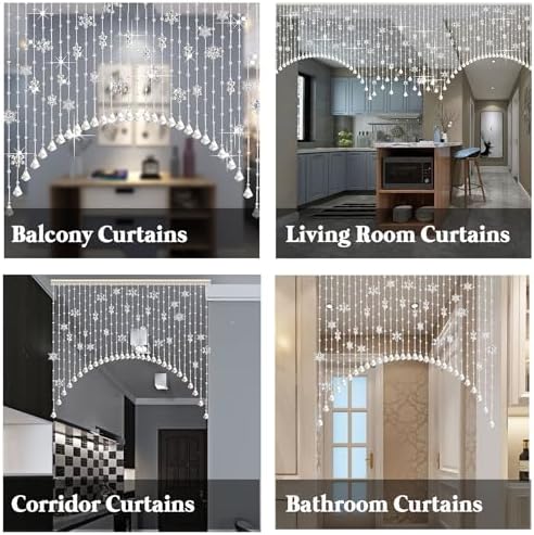 XOOFMASS Crystal Beaded Curtain Door Screen 30 String 47 Blue