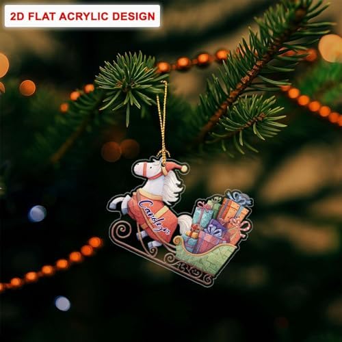 Personalized Horse Sleigh Christmas Ornament with Name
