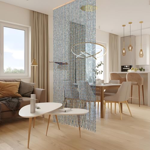 BECHAEO Handmade Beaded Door Curtain Blue 355 x 75 Inches