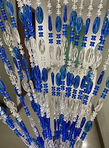ZiDeTang Acrylic Beaded Curtain Panel Dark Blue 100x190cm