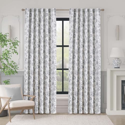 Vangao Floral Blackout Curtains 84 Inches 2 Panels