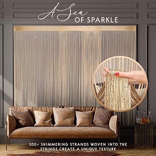 Glitter String Curtains 2 Pack - Gold Sequin Sparkle Decor