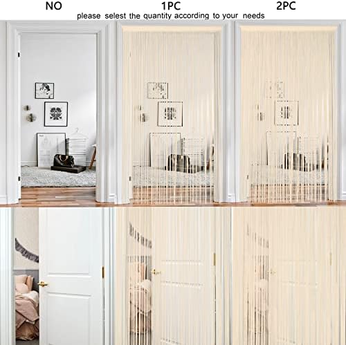 Beige Spaghetti String Curtain Panel 100x200cm
