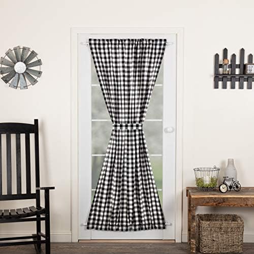 VHC Brands Annie Buffalo Check Curtain Door Panel 72x40 Black