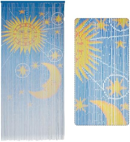 Moon Sun Beaded Wooden Curtain - Handcrafted for Boho Style