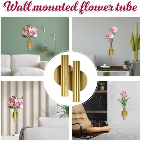 2PCS Gold Wall Vases for Flowers Modern Decor