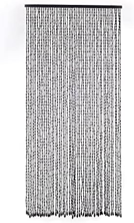 FlavorThings 36 x 79 Blue Beaded Curtain with Wood and Bamboo