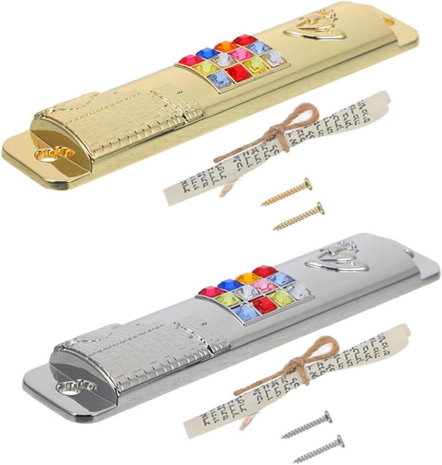 HOLIDYOYO 2 Sets Metal Retro Mezuzah Scrolls Door Decorations
