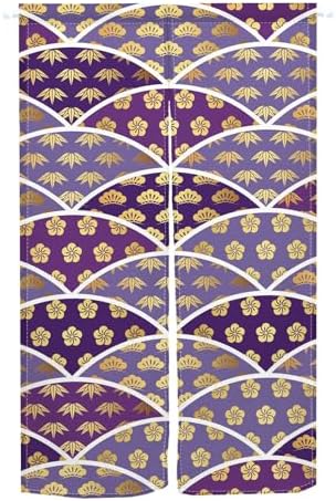 Japanese Noren Door Curtain 335 x 709 with Flower Pattern