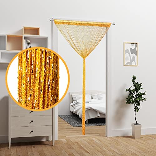 4 Piece Gold Beaded Curtain for Doorway Decor