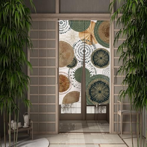 Traditional Japanese Door Curtain Kiwifruit Print 335x709 Inch Panel