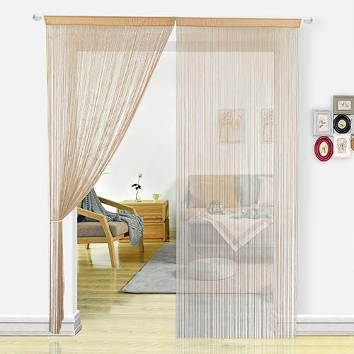 Beige Spaghetti String Curtain Panel 100x200cm