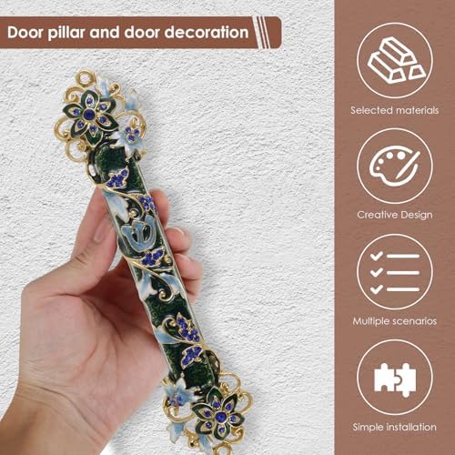Hand Painted Green Mezuzah Zinc Alloy Decor