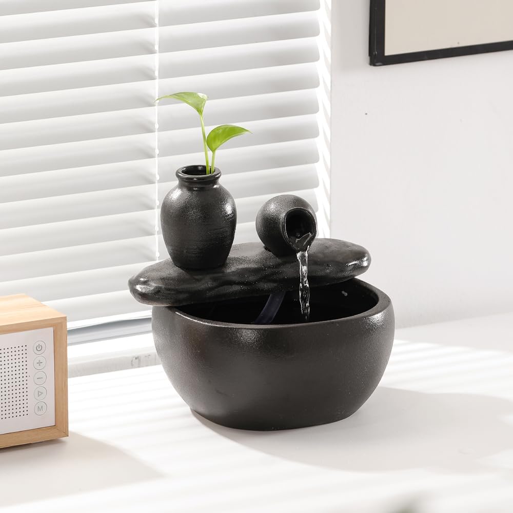 Ceramic Tabletop Fountain for Indoor Home Decor