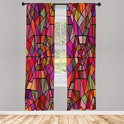 Ambesonne Abstract Window Curtains Red Ruby