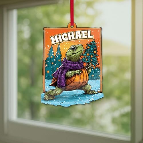 Custom Name Turtle Christmas Hanging Ornament Personalized Acrylic Animal Decoration
