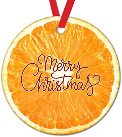 Orange Fruit Christmas Ornament Ceramic Decor 3 Inch
