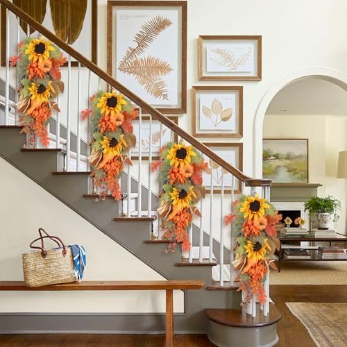2PCS Fall Teardrop Swag Wreaths Autumn Decorations