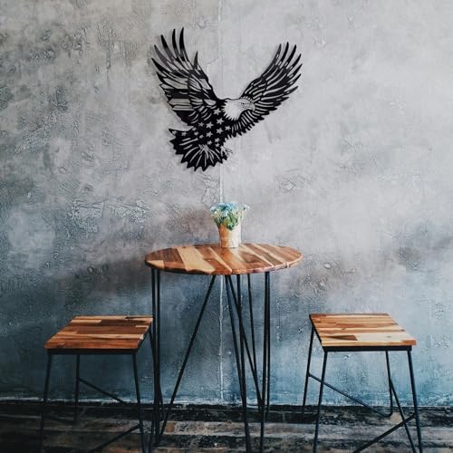 Patriotic Bald Eagle American Flag Metal Wall Art 30 Inch