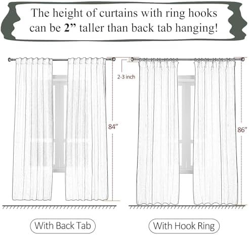 Olive Green Sheer Curtains 84 Inches 2 Panels