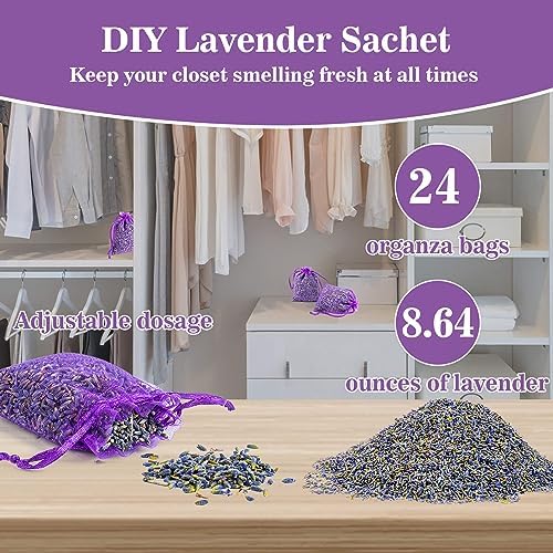 66Oz Sukh Lavender Sachet Bags - Fresh Scented Dried Flowers for Home Fragrance