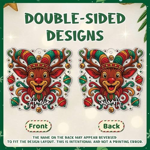 Custom Name Reindeer Hanging Ornament Personalized Christmas Decor