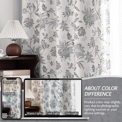 Vangao Floral Blackout Curtains 84 Inches 2 Panels