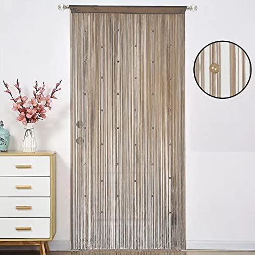 Beaded Curtain with Telescopic Rod for Privacy and Decor