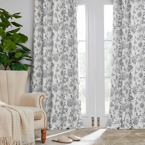 Vangao Floral Blackout Curtains 84 Inches 2 Panels