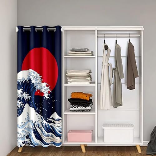 Japanese Wave Door Curtain 42x80 Inch Ocean Style Panel
