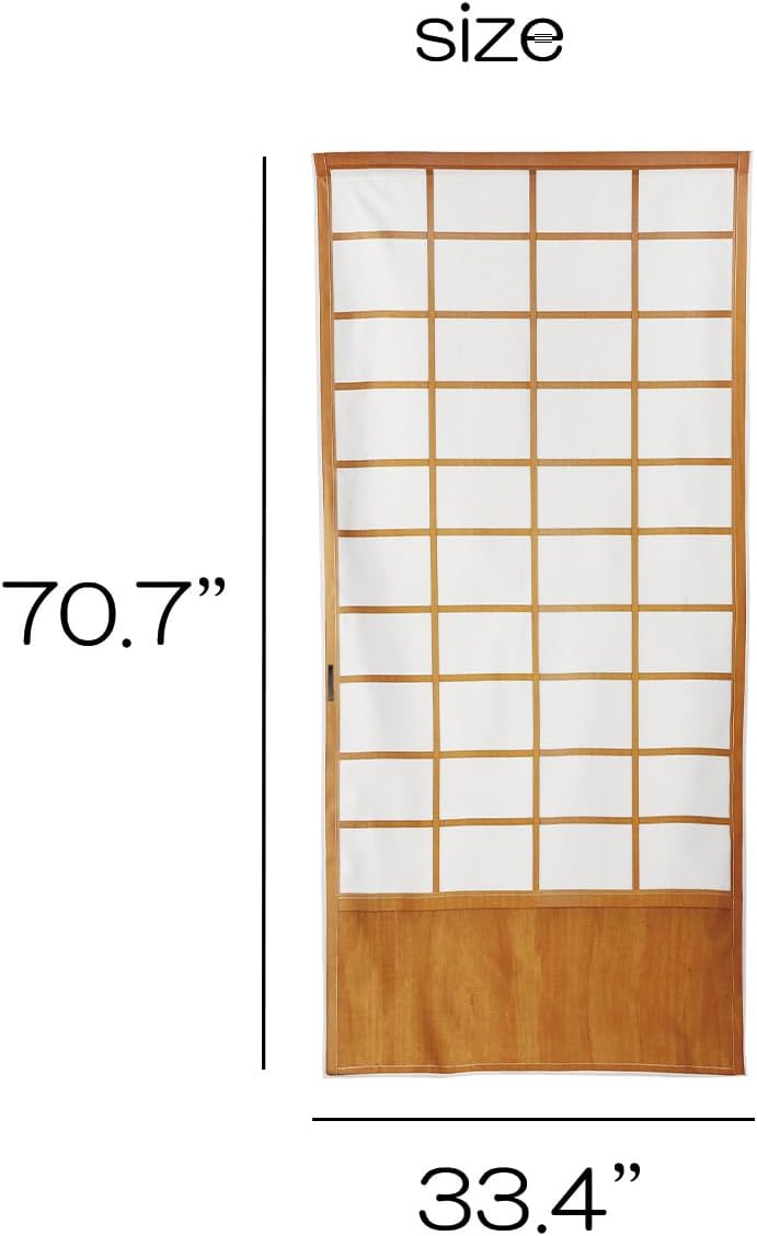 Noren Japanese Style Doorway Curtain with Shoji Pattern Print